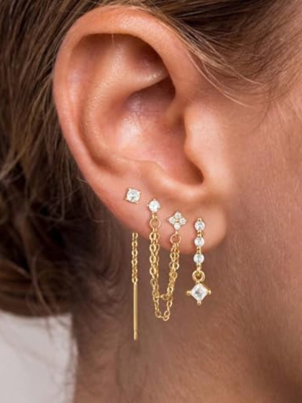 Dangle Ears 3 4 Pairs Dainty 14K Gold Plated Ears for Women Trendy